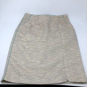 Skies Are Blue Gold Pencil Skirt w/ Pockets & Trim